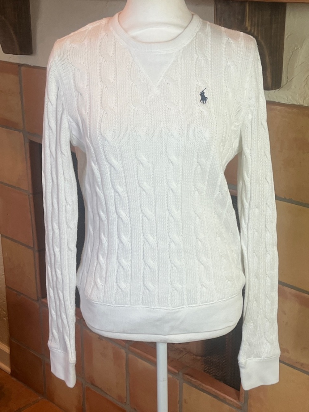 Ralph Lauren White Cable Knit Sweater, size M